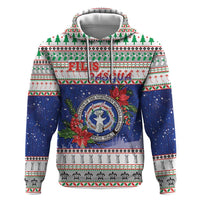 Northern Mariana Islands Christmas Hoodie Poinsettia Filis Pasgua LT05 Pullover Hoodie Blue - Polynesian Pride