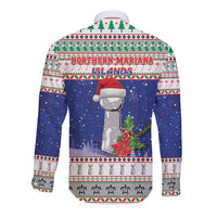 Northern Mariana Islands Christmas Long Sleeve Button Shirt Poinsettia Filis Pasgua