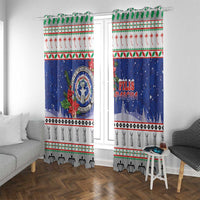 Northern Mariana Islands Christmas Window Curtain Poinsettia Filis Pasgua