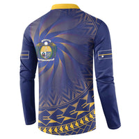 Nauru Angam Day Button Sweatshirt Polynesian Tribal Pattern Unique Style - Polynesian Pride