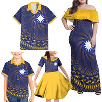 Nauru Angam Day Family Matching Off Shoulder Maxi Dress and Hawaiian Shirt Polynesian Tribal Pattern Unique Style - Polynesian Pride