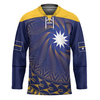 Nauru Angam Day Hockey Jersey Polynesian Tribal Pattern Unique Style LT05 Unisex Blue - Polynesian Pride