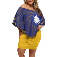 Nauru Angam Day Off Shoulder Short Dress Polynesian Tribal Pattern Unique Style - Polynesian Pride
