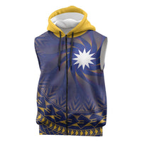 Nauru Angam Day Sleeveless Zip Hoodie Polynesian Tribal Pattern Unique Style LT05 Blue - Polynesian Pride