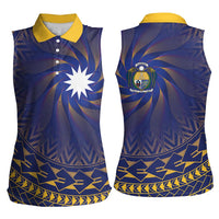 Nauru Angam Day Women Sleeveless Polo Shirt Polynesian Tribal Pattern Unique Style - Polynesian Pride