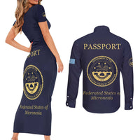 Personalised Federated States Of Micronesia Couples Matching Short Sleeve Bodycon Dress and Long Sleeve Button Shirt FSM Passport - Polynesian Pride