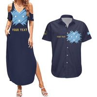 Personalised Federated States Of Micronesia Couples Matching Summer Maxi Dress and Hawaiian Shirt FSM Passport - Polynesian Pride