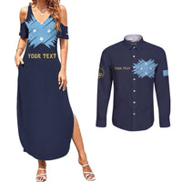 Personalised Federated States Of Micronesia Couples Matching Summer Maxi Dress and Long Sleeve Button Shirt FSM Passport - Polynesian Pride