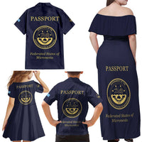 Personalised Federated States Of Micronesia Family Matching Off Shoulder Maxi Dress and Hawaiian Shirt FSM Passport - Polynesian Pride