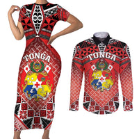 Personalised Tonga Constitution Day Couples Matching Short Sleeve Bodycon Dress and Long Sleeve Button Shirt 150 Years Jubilee - Polynesian Pride