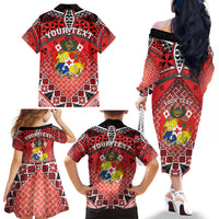 Personalised Tonga Constitution Day Family Matching Off The Shoulder Long Sleeve Dress and Hawaiian Shirt 150 Years Jubilee - Polynesian Pride