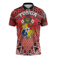 Personalised Tonga Constitution Day Zipper Polo Shirt 150 Years Jubilee LT05 Red - Polynesian Pride