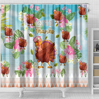 Hawaii Thanksgiving Shower Curtain Funny Turkey Dabbing Dance LT05 - Polynesian Pride