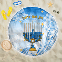 Polynesia Hanukkah Festival Beach Blanket With Menorah Polynesian Style LT05 One Size 150cm Blue - Polynesian Pride