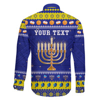 Personalised Polynesia Christmukkah Family Matching Off Shoulder Long Sleeve Dress and Hawaiian Shirt Menorah With Polynesian Tribal Pattern LT05 - Polynesian Pride