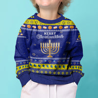 Personalised Polynesia Christmukkah Kid Ugly Christmas Sweater Menorah With Polynesian Tribal Pattern LT05 - Polynesian Pride