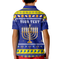 Personalised Polynesia Christmukkah Kid Polo Shirt Menorah With Polynesian Tribal Pattern LT05 - Polynesian Pride