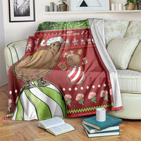 New Zealand Kiwi Christmas Blanket Paua Shell Glitter Green LT05 Red - Polynesian Pride