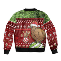 New Zealand Kiwi Christmas Bomber Jacket Paua Shell Glitter Green