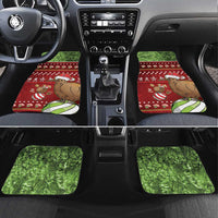 New Zealand Kiwi Christmas Car Mats Paua Shell Glitter Green LT05 Set 4pcs Red - Polynesian Pride