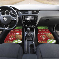 New Zealand Kiwi Christmas Car Mats Paua Shell Glitter Green LT05 Set 2pcs - Front Red - Polynesian Pride