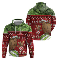 New Zealand Kiwi Christmas Hoodie Paua Shell Glitter Green