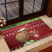 New Zealand Kiwi Christmas Rubber Doormat Paua Shell Glitter Green LT05 - Polynesian Pride