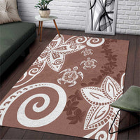 Polynesia Area Rug Brown Tribal Turtle Floral Pattern LT05 Brown - Polynesian Pride