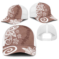 Polynesia Baseball Net Cap Brown Tribal Turtle Floral Pattern LT05 - Polynesian Pride