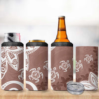 Polynesia 4 in 1 Can Cooler Tumbler Brown Tribal Turtle Floral Pattern LT05 - Polynesian Pride