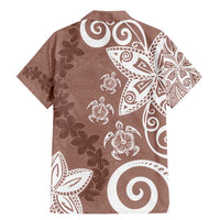 Polynesia Family Matching Mermaid Dress and Hawaiian Shirt Brown Tribal Turtle Floral Pattern
