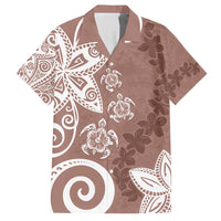 Polynesia Hawaiian Shirt Brown Tribal Turtle Floral Pattern LT05 Brown - Polynesian Pride
