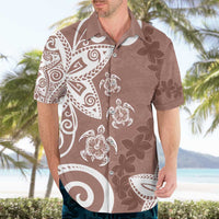 Polynesia Hawaiian Shirt Brown Tribal Turtle Floral Pattern LT05 - Polynesian Pride