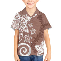 Polynesia Hawaiian Shirt Brown Tribal Turtle Floral Pattern LT05 - Polynesian Pride