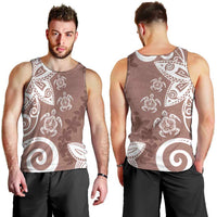 Polynesia Men Tank Top Brown Tribal Turtle Floral Pattern LT05 - Polynesian Pride