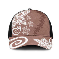 Polynesia Mesh Trucker Cap Brown Tribal Turtle Floral Pattern LT05 One Size Black Brown - Polynesian Pride