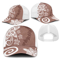 Polynesia Mesh Trucker Cap Brown Tribal Turtle Floral Pattern LT05 - Polynesian Pride