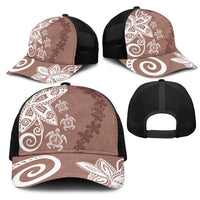 Polynesia Mesh Trucker Cap Brown Tribal Turtle Floral Pattern LT05 - Polynesian Pride