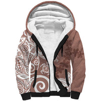 Polynesia Sherpa Hoodie Brown Tribal Turtle Floral Pattern LT05 Unisex Brown - Polynesian Pride