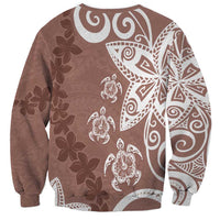 Polynesia Sweatshirt Brown Tribal Turtle Floral Pattern LT05 - Polynesian Pride