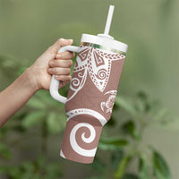 Polynesia Tumbler With Handle Brown Tribal Turtle Floral Pattern LT05 - Polynesian Pride