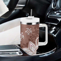 Polynesia Tumbler With Handle Brown Tribal Turtle Floral Pattern LT05 - Polynesian Pride