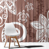 Polynesia Window Curtain Brown Tribal Turtle Floral Pattern LT05 - Polynesian Pride