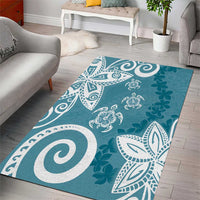 Polynesia Area Rug Hippie Blue Tribal Turtle Floral Pattern LT05 - Polynesian Pride