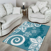 Polynesia Area Rug Hippie Blue Tribal Turtle Floral Pattern LT05 - Polynesian Pride