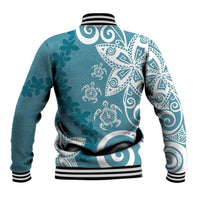 Polynesia Baseball Jacket Hippie Blue Tribal Turtle Floral Pattern LT05 - Polynesian Pride
