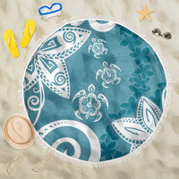 Polynesia Beach Blanket Hippie Blue Tribal Turtle Floral Pattern LT05 One Size 150cm Blue - Polynesian Pride