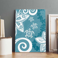 Polynesia Canvas Wall Art Hippie Blue Tribal Turtle Floral Pattern LT05 - Polynesian Pride