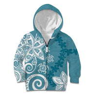 Polynesia Kid Hoodie Hippie Blue Tribal Turtle Floral Pattern