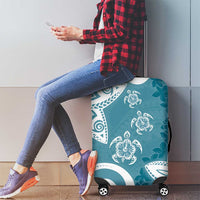 Polynesia Luggage Cover Hippie Blue Tribal Turtle Floral Pattern